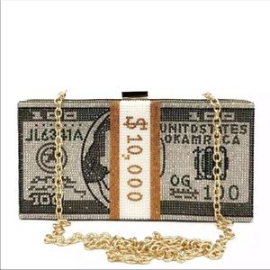 ๐ตSUPERB rhinestone Money Crystal Clutch/purse